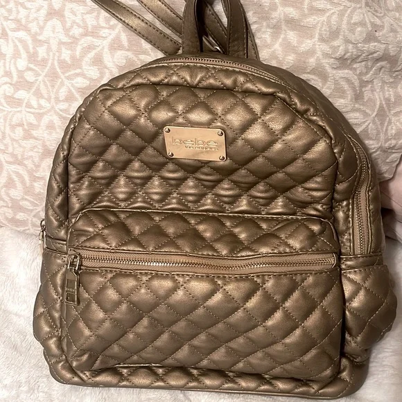 Bebe Brown Backpack with Gold Accents BeBe Backpack Gold Tan Beige, Steve Madden Backpack Black  main image 2
